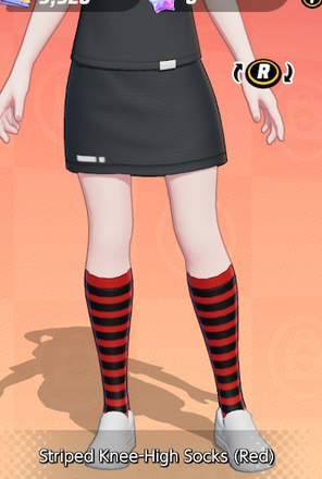 Striped Knee-High Socks (Red) Preview