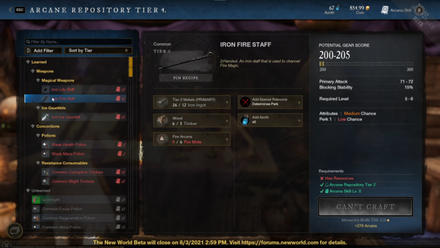 Arcane Repository Menu