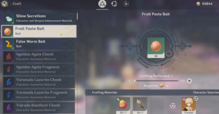 Genshin - Fishing - Making Bait.png