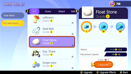 Upgrading Held Items - Select Held Item