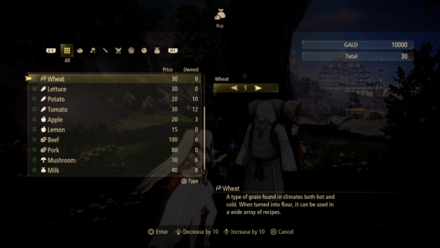 Tales of Arise - Ingredients Shop