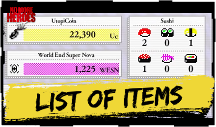 No More Heroes 3 List of Items