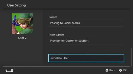 Pokemon UNITE - How to Delete User in Nintendo Switch - Scroll to and Select Delete User