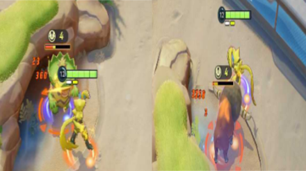 Pokemon UNITE - Zeraora Attacking Ludicolo and Bouffalant