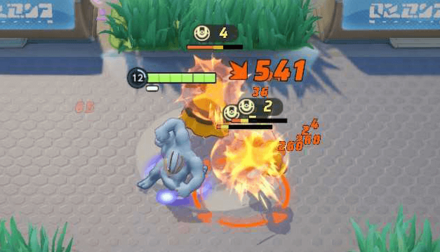 Pokemon UNITE - Machamp Attacking Wild Pokemon with Purple Buff