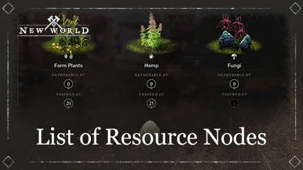 New World - List of Resource Nodes