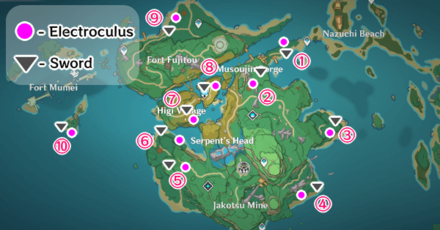 Genshin - Touch the Sword Hilt Puzzle Locations