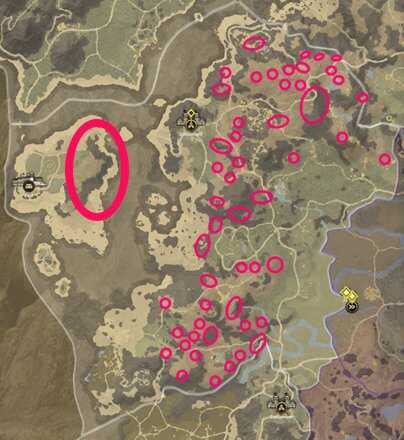 Monarch Bluff Iron Vein Locations - New World