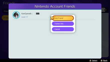 Pokemon UNITE - How to Add Existing Nintendo Switch Friends - Choose the Account and Select Add Friend