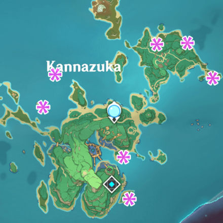 Inazuma - Kannazuka Island Cube Device Locations