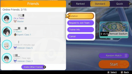 Pokemon UNITE - How to Invite Friendsr - Choose Friend and Invite