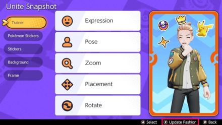 Pokemon UNITE - How to Update Trainer Card Fashion on Switch - Press X to Update