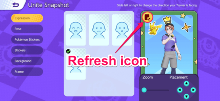 Pokemon UNITE - How to Update Trainer Card Fashion on Mobile - Tap Refresh Icon