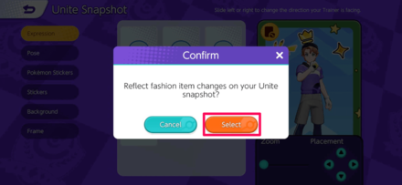 Pokemon UNITE - How to Update Trainer Card Fashion on Mobile - Tap Select