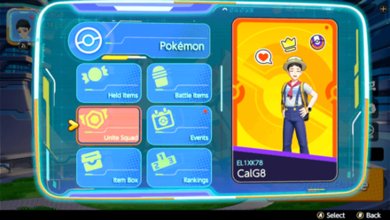 Pokemon UNITE - Choosing Unite Squad in the Menu