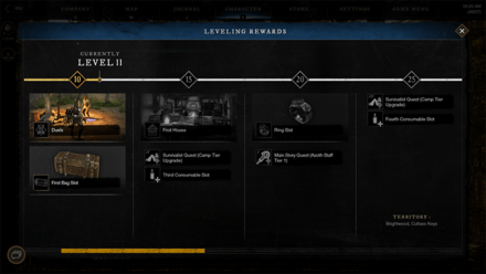 New World - Leveling Rewards Screen