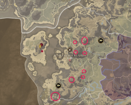 New World - Monarchs Bluffs Saltpeter Locations