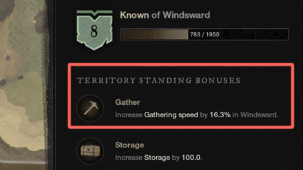 New World - Gathering Speed Territory Bonus