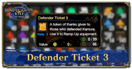 Monster Hunter Rise (MH Rise) - Defender Ticket 3 Banner