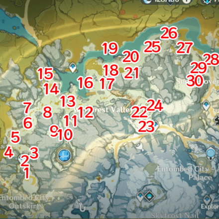 Genshin - Path of Austere Frost - Dragonspine Mystmoon Chest Locations