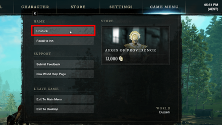 New World - Unstuck Button