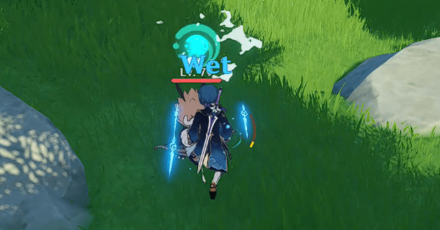 Genshin Impact - Xingqiu Applying Wet to Enemies with his Rain Swords