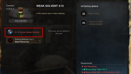 New World - Create Refined Material Conversions