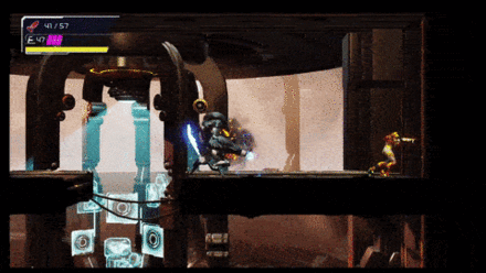 Dread - Robot Chozo Soldier - Charges Arm Cannon Fast Blue Beam.gif