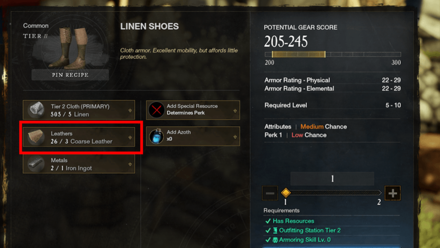 New World - Craft Weapons and Armor using Leather