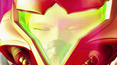 Samus Destroying Raven Beak in Metroid Dread.gif