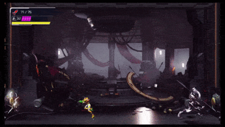 Dread - Chozo Soldier - Shoot Missiles and Fully Charged Beams.gif