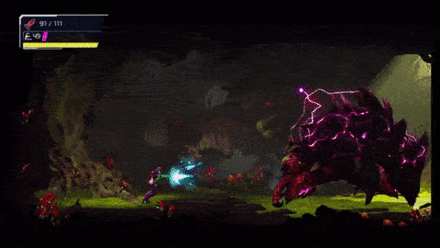 Dread - Golzuna 3 - Diagonal Cross Bombs.gif