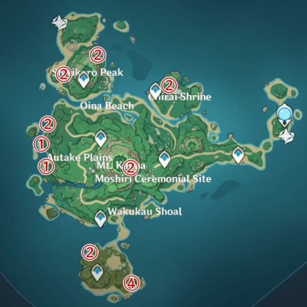 Genshin - Rifthound Locations in Tsurumi Island