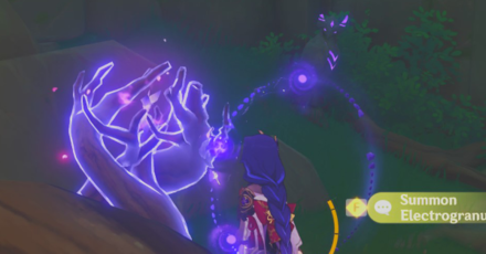 Genshin - Shirikoro Peak Thunder Barrier Puzzle & Challenge - Bird Statue and Electrogranum.png