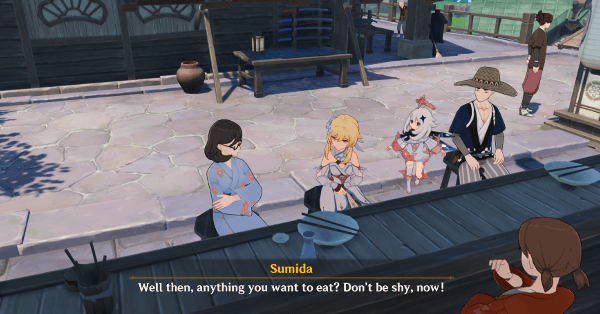 Genshin - The Sun-Wheel and Mt. Kanna - Go to Kiminami Restaurant