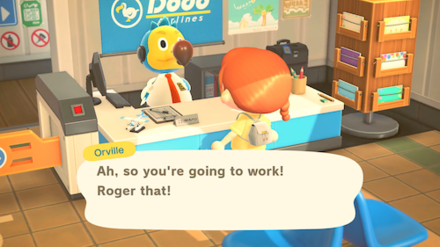 ACNH - Orville acknowledges the resident wanting to go to work