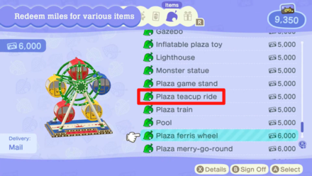 ACNH - Plaza Teacup Ride from Nook Miles Rewards