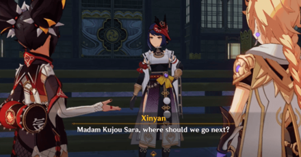Genshin - Enter the Headquarters and talk to Kujou Sara