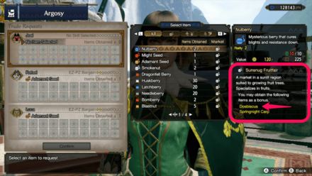 MH Rise - Dosbiscus obtained from Argosy Trade Requests (Sunsnug Fruitfair market)