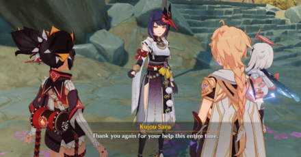 Genshin - Labyrinth Warriors - Pushing On - Talk to Kujou Sara at Araumi