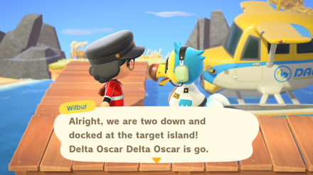 ACNH - Wilbur informs the resident they docked
