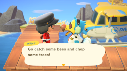 ACNH - Wilbur greets the resident on one of the island tours