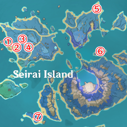 Genshin - Thunder Barrier Locations - Seirai Island