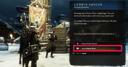 New World - Talk to Outpost Rush NPC or Faction Representative