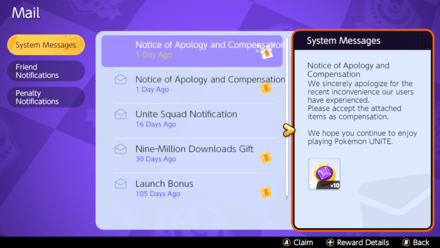 Pokemon UNITE - Bug Mission Compensation