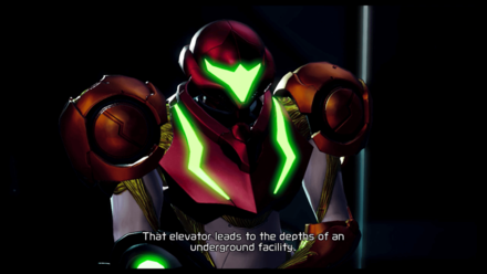 Metroid Dread - Samus Going Down the Elevator
