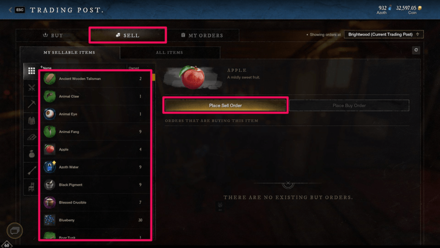 New World - Trading Post Sell Items