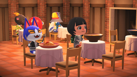 ACNH - Interior of the restaurant dining hall