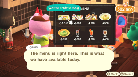 ACNH - Ordering Food and Drinks at the HHP Café