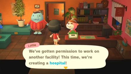 ACNH - Talk to Lottie to build the hospital